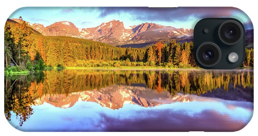 America iPhone Case featuring the photograph Mountain Peaks Over Sprague Lake Panorama - Rocky Mountain National Park by Gregory Ballos