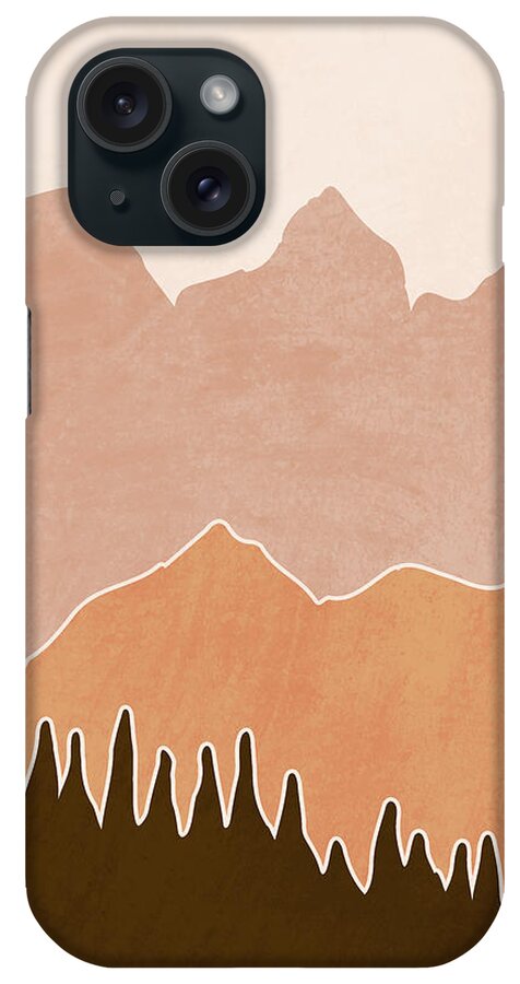 Mountain iPhone Case featuring the mixed media Mountain Ranges Minimal - Scandinavian Print by Studio Grafiikka