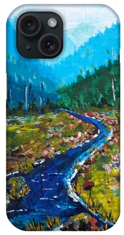 Landscape iPhone Case featuring the painting Mountain River by Marlene Moore