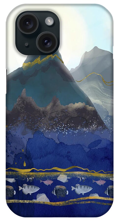 Nature iPhone Case featuring the digital art Mountains Meet the Ocean by Andreea Dumez