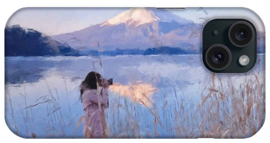 Mpunt Fuji iPhone Case featuring the painting Mpunt Fuji by Gary Arnold