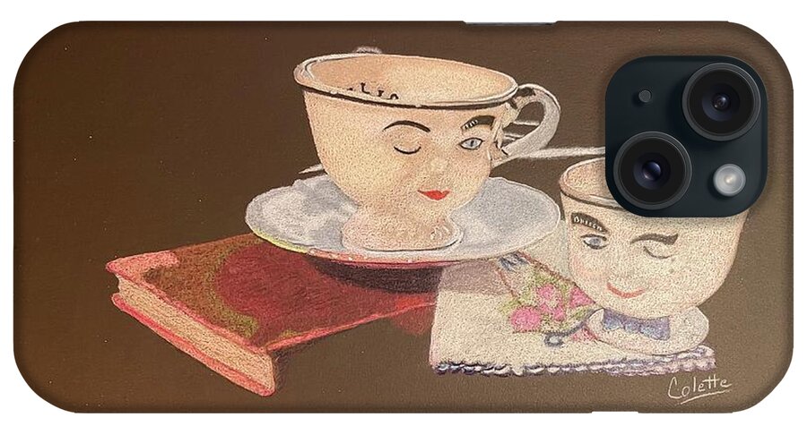 Teacups iPhone Case featuring the drawing Mr. and Mrs. Baileys by Colette Lee