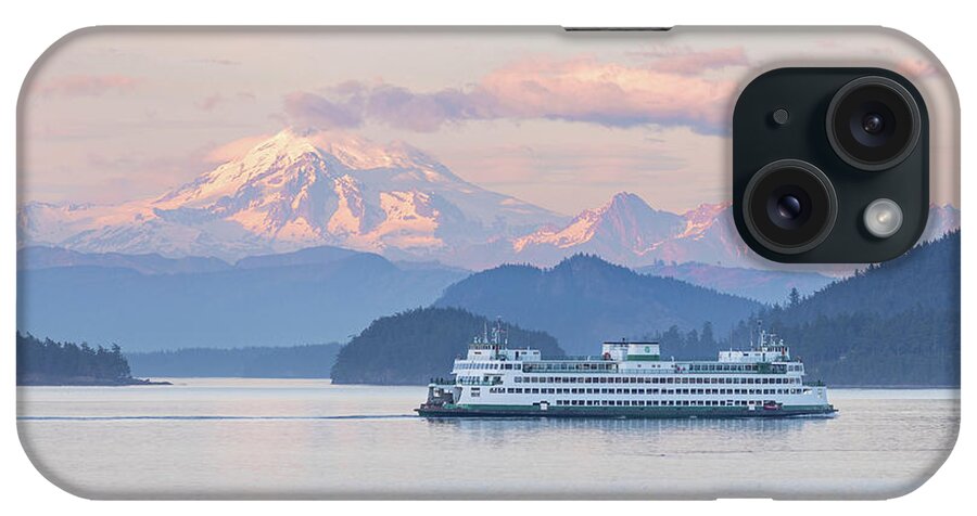 Mount Baker iPhone Case featuring the photograph Mt. Baker Ferry Sunset by Michael Rauwolf