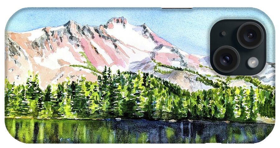 Mount Jefferson iPhone Case featuring the painting Mt. Jefferson Scout Lake Oregon by Carlin Blahnik CarlinArtWatercolor