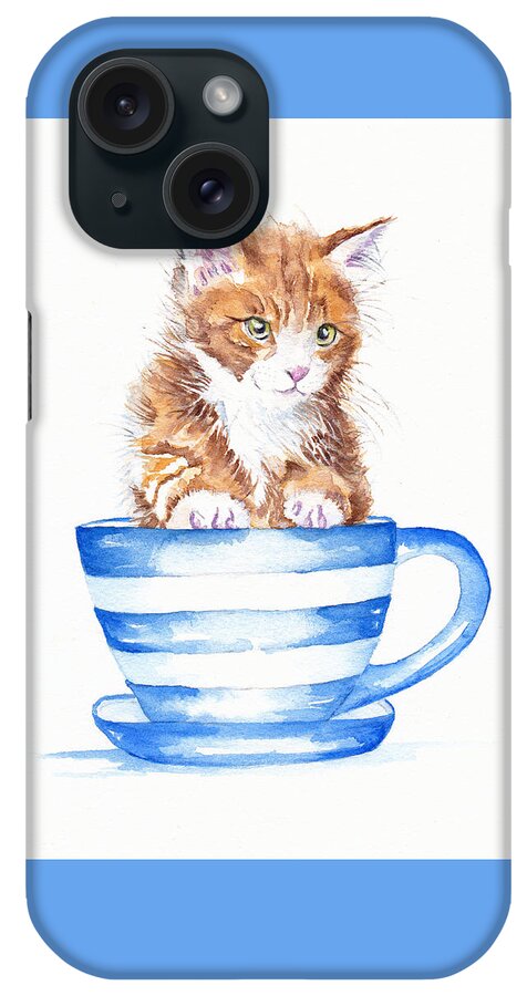 Kitten iPhone Case featuring the painting Storm in a teacup by Debra Hall
