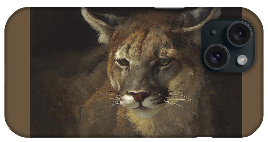 Cougar iPhone Case featuring the painting Mugshot by Greg Beecham