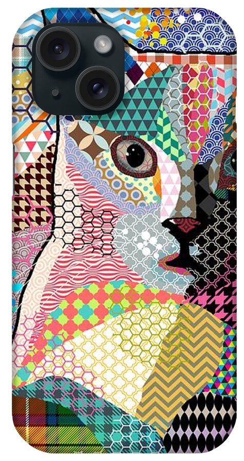 Cat iPhone Case featuring the digital art Multicolor Cat 676 Patterns by Lucie Dumas