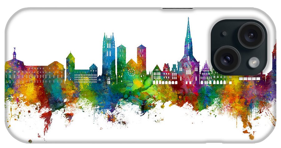Münster iPhone Case featuring the digital art Munster Germany Skyline #69 by Michael Tompsett