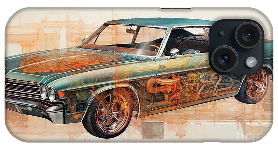 Vehicles iPhone Case featuring the drawing Muscle Car 1093 Chevrolet Impala SS supercar by Clark Leffler