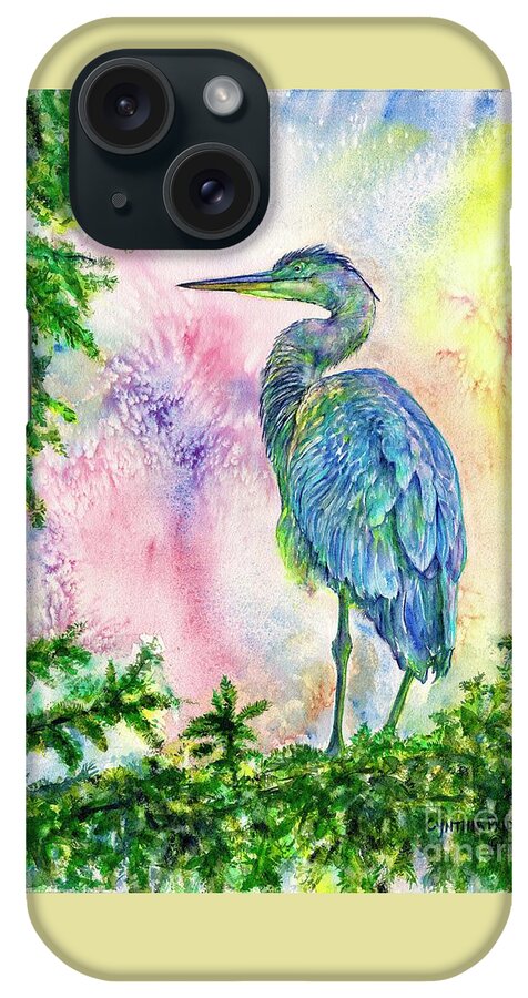 Wildlife Watercolor Painting iPhone Case featuring the painting My Blue Heron by Cynthia Pride