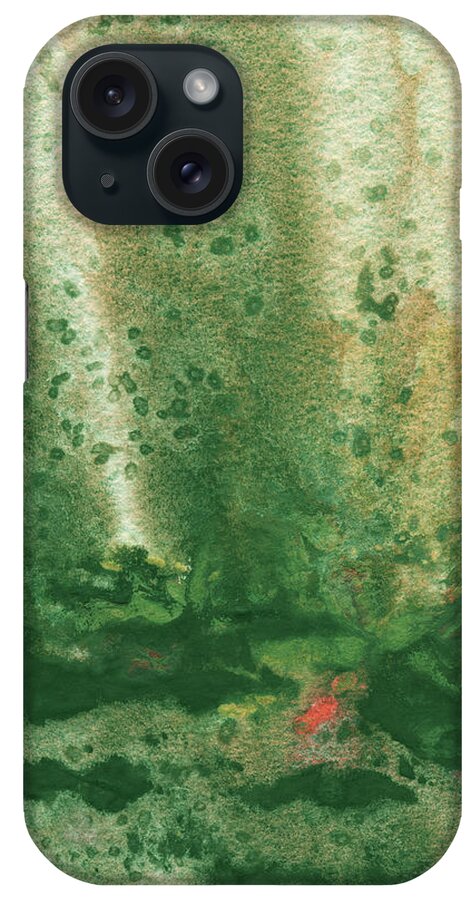 Mist iPhone Case featuring the painting Mystic Landscape Abstract Green Watercolor by Irina Sztukowski