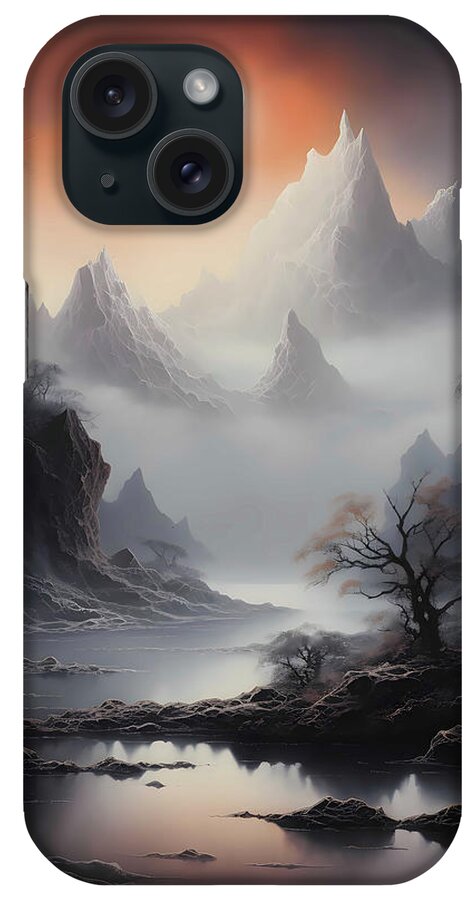 Surrealism iPhone Case featuring the digital art Mystic Mountains by Madison Cook