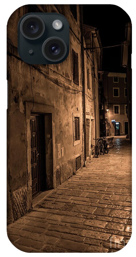 Accommodation iPhone Case featuring the photograph Narrow Alley With Old Houses In The Village Fazana In Croatia by Andreas Berthold