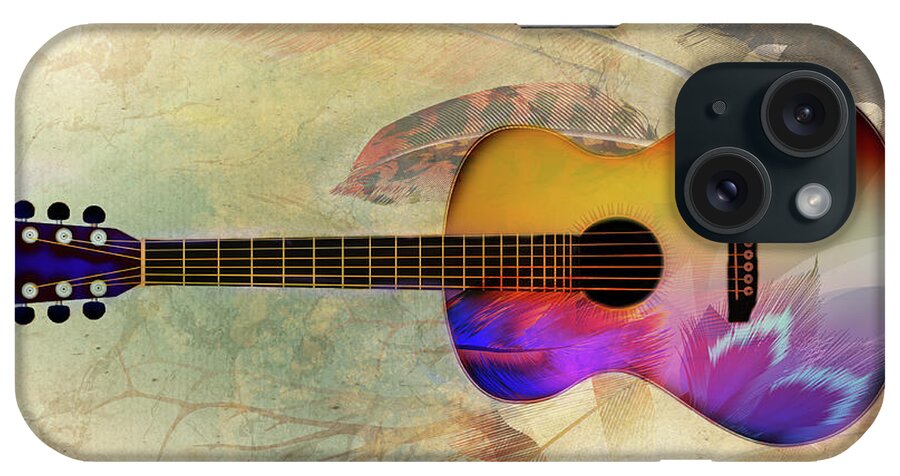 Guitar iPhone Case featuring the mixed media Native Strings II by Colleen Taylor