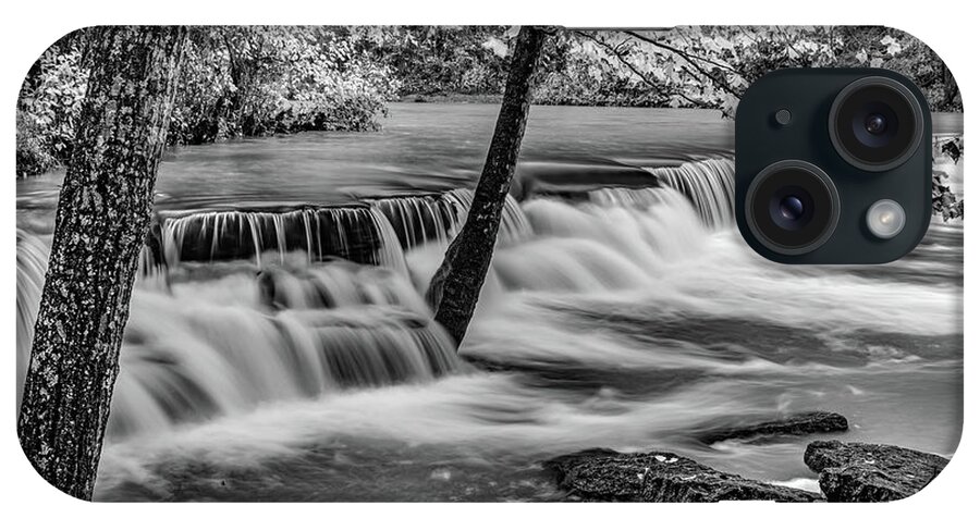 Natural Dam Falls iPhone Case featuring the photograph Natural Dam Falls in Infrared Monochrome by Gregory Ballos