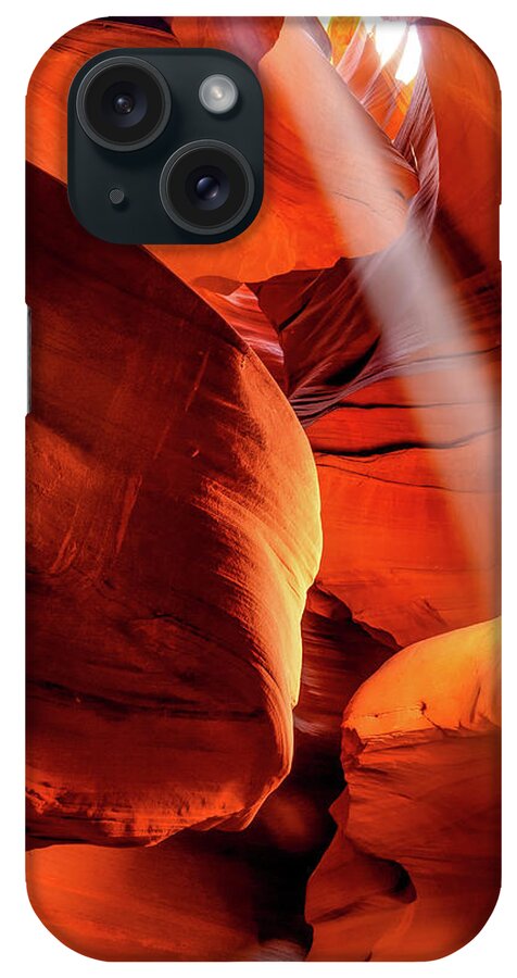 Antelope Canyon iPhone Case featuring the photograph Natural Light and Sandstone Ceiling of Antelope Canyon by Gregory Ballos