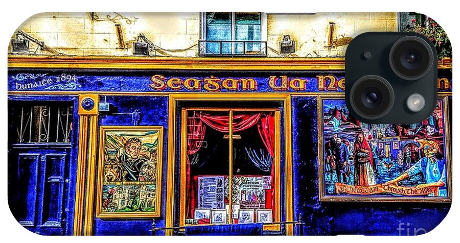 Galway Art iPhone 15 Case featuring the painting paintings of Neachtains public house Galway by Mary Cahalan Lee - aka PIXI