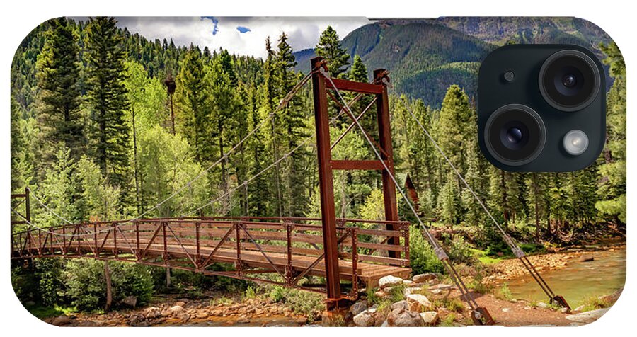 Durango Colorado iPhone Case featuring the photograph Needleton Suspension Bridge Panorama and San Juan Mountain Landscape by Gregory Ballos