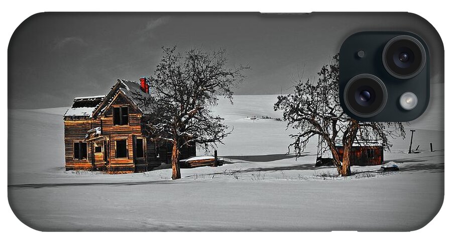  iPhone Case featuring the digital art Nelson Homestead, winter 2018 by Fred Loring