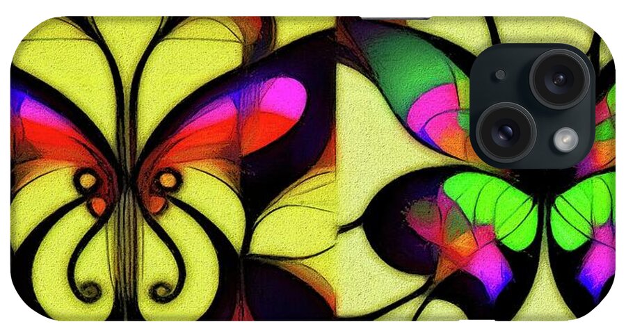 Midjourney iPhone Case featuring the photograph Neon Fractal Butterflies 1 by Jack Torcello
