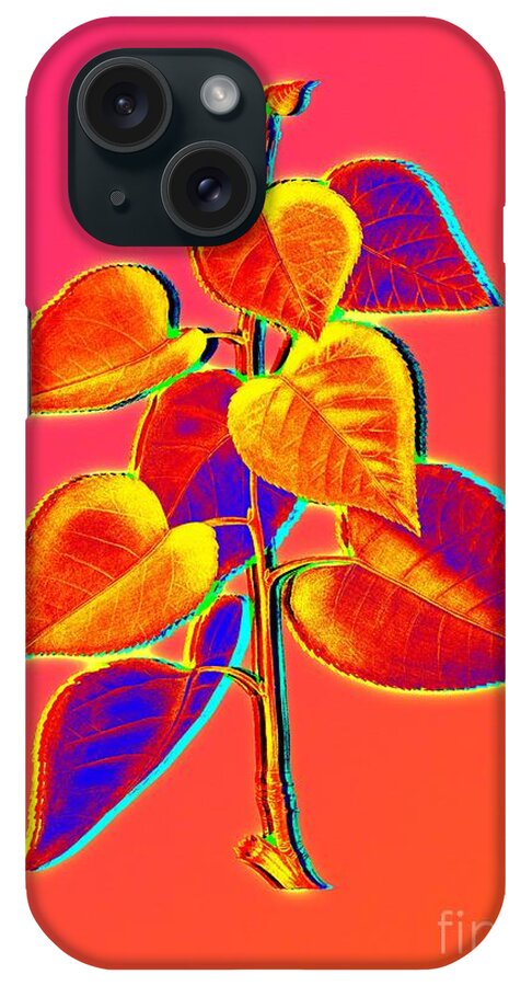 Neon iPhone Case featuring the painting Neon Pink Quaking Aspen Botanical Art n.0326 by Holy Rock Design