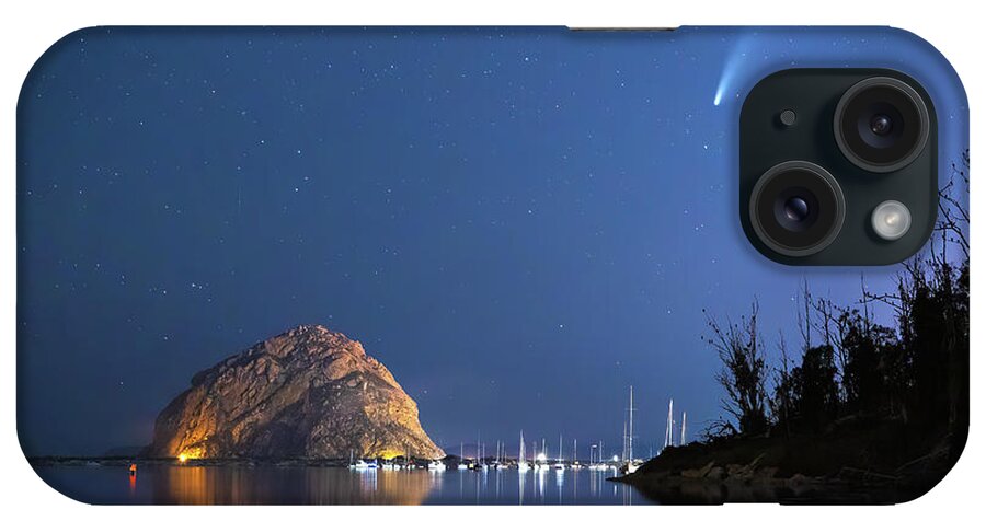 Comet iPhone Case featuring the photograph Neowise Comet and Morro Rock by Mimi Ditchie