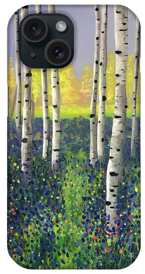 Birch Trees iPhone Case featuring the painting New Beginnings by Stacey Zimmerman