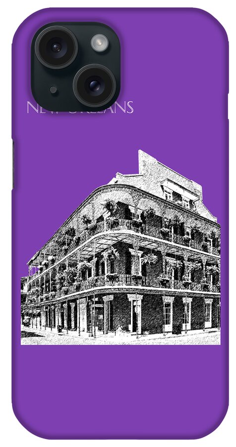 Architecture iPhone Case featuring the digital art New Orleans Skyline French Quarter - Silver by DB Artist