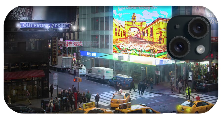 Times Square iPhone Case featuring the photograph New York City Taxis in Times Square by Mark Andrew Thomas