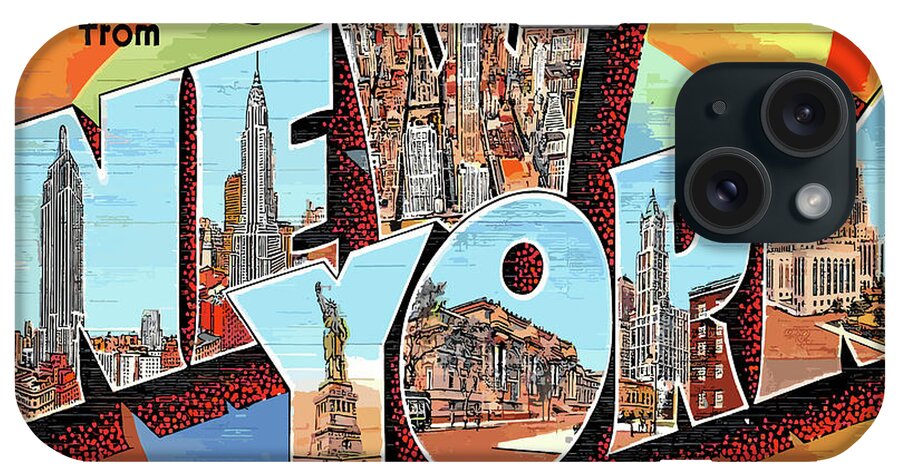 New York iPhone Case featuring the digital art New York Letters by Long Shot