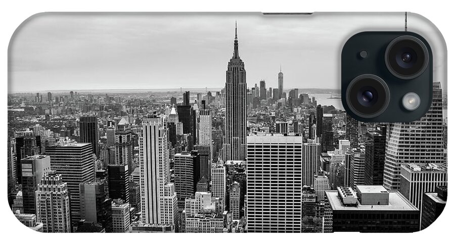 Black And White iPhone Case featuring the photograph New York Skyscrapers by Vicki Walsh
