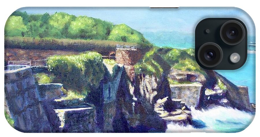 Newport Ri iPhone Case featuring the painting Newport RI Cliff Walk 40 Steps by Patty Kay Hall