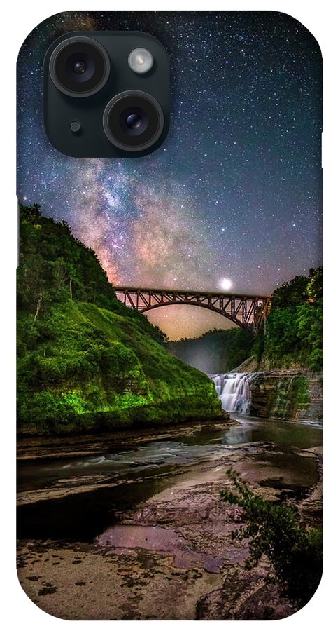 Letchworth State Park iPhone Case featuring the photograph Night at Upper Falls by Mark Papke