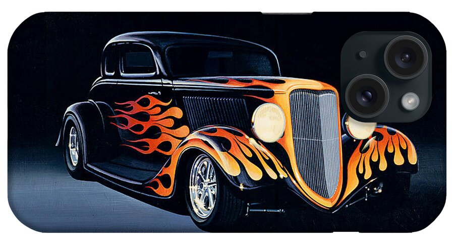 Drag Racing Nhra Top Fuel Funny Car John Force Kenny Youngblood Nitro Champion March Meet Images Image Race Track Fuel Hot Rod Rods 34 Ford Coupe Flamed Cars Flames iPhone Case featuring the painting Night Rider by Kenny Youngblood