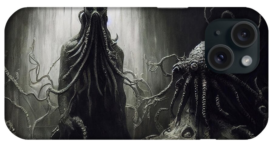 Cthulhu iPhone Case featuring the painting Nightmares are living in our World, 10 by AM FineArtPrints