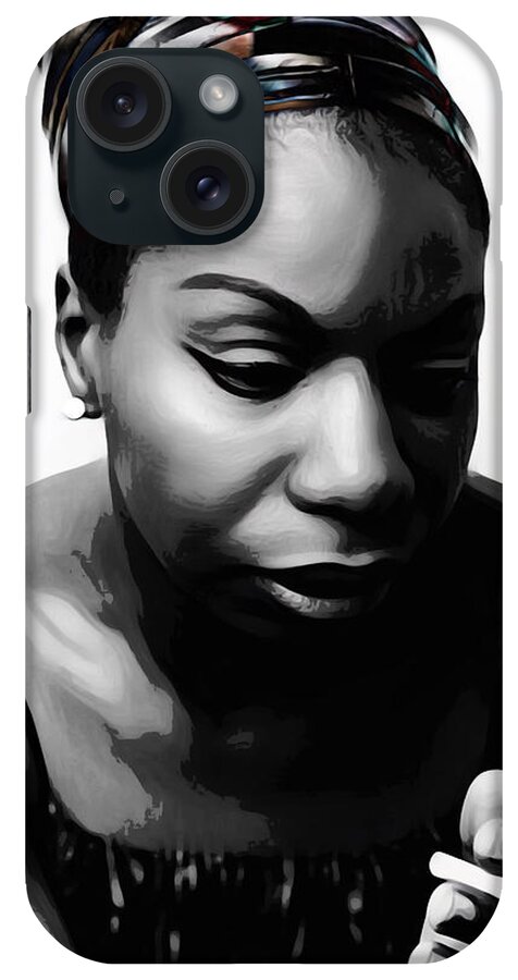 Abstract iPhone Case featuring the mixed media Nina Simone by Canessa Thomas