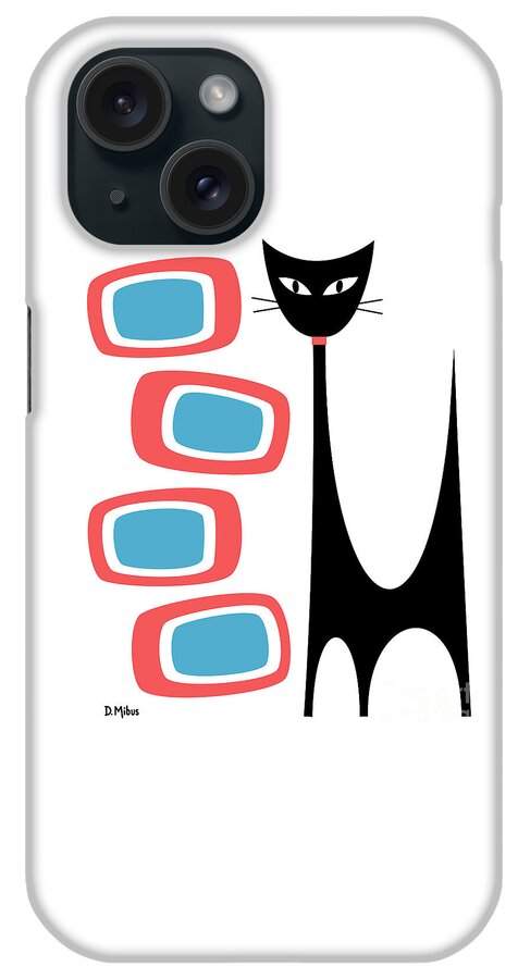 Atomic iPhone Case featuring the digital art No Background Atomic Cat Blue Pink by Donna Mibus