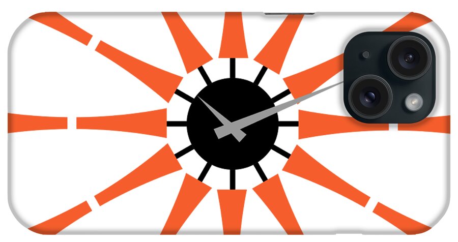 Mid Century Modern iPhone Case featuring the digital art No Background Spindle Clock by Donna Mibus