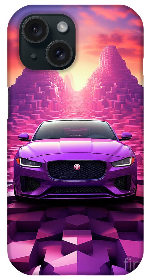 Vehicles iPhone Case featuring the drawing No01166 Jaguar XE - Mystic Plum Blend of Performance and Luxury by Clark Leffler