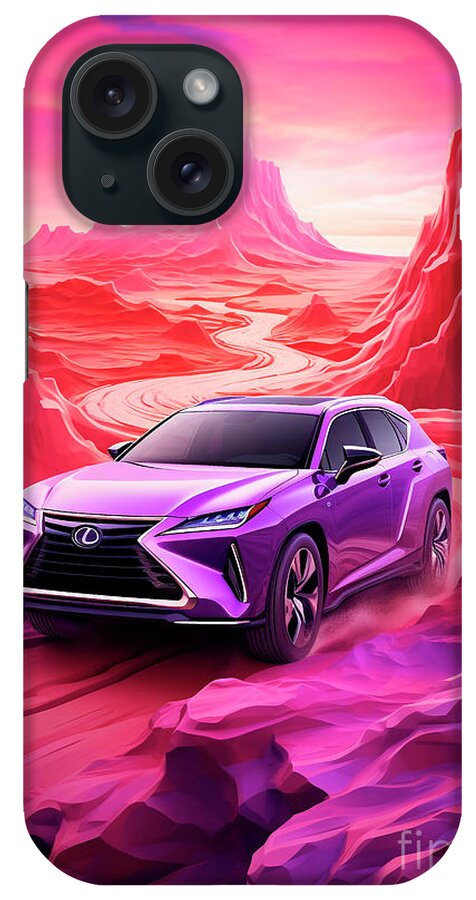 Vehicles iPhone Case featuring the drawing No01346 Lexus GX - Lavender Adventure with Refined Luxury by Clark Leffler