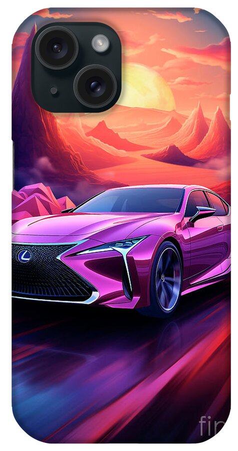 Vehicles iPhone Case featuring the drawing No01358 Lexus LS - Lavender Blend of Luxury and Comfort by Clark Leffler