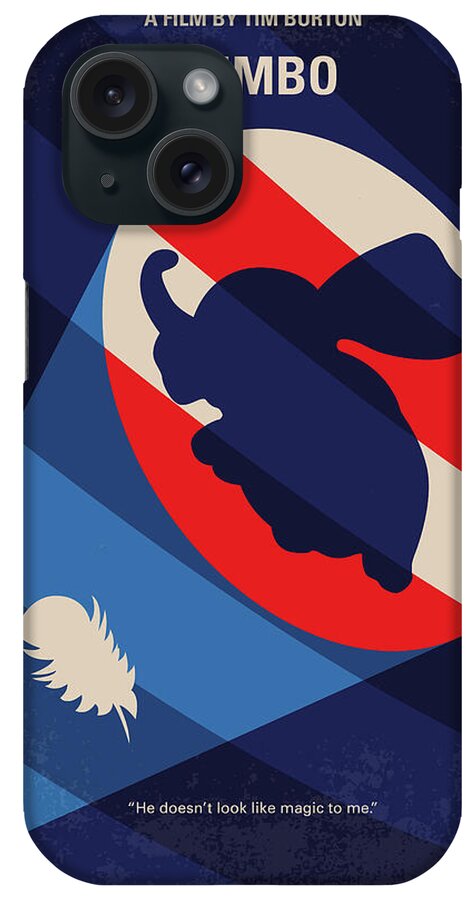 Dumbo iPhone Case featuring the digital art No1141 My Dumbo minimal movie poster by Chungkong Art