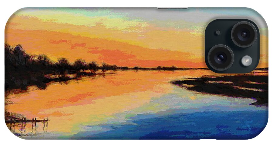 Fine Art iPhone Case featuring the painting North Carolina Emerald Isle Sunrise Original Digital Art by G Linsenmayer