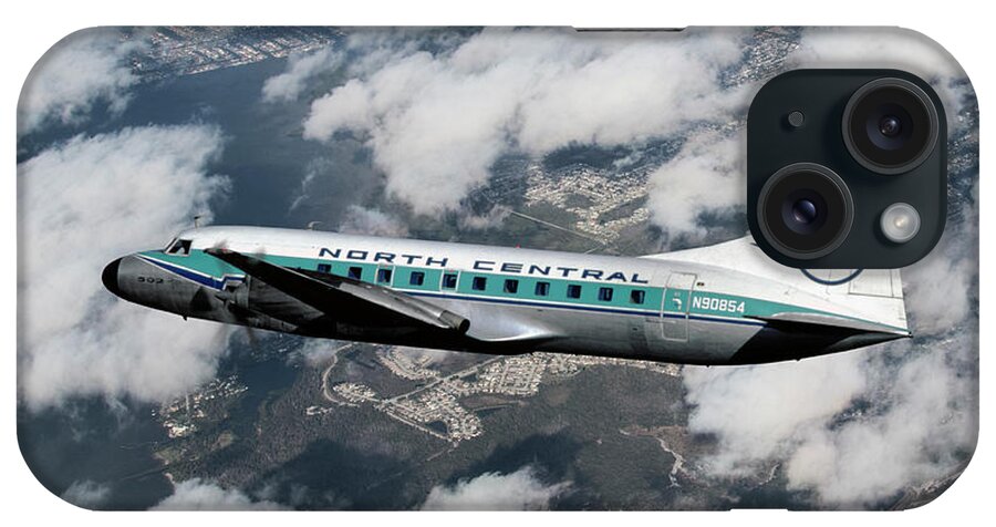 North Central Airlines iPhone Case featuring the mixed media North Central Airlines CV-580 by Erik Simonsen