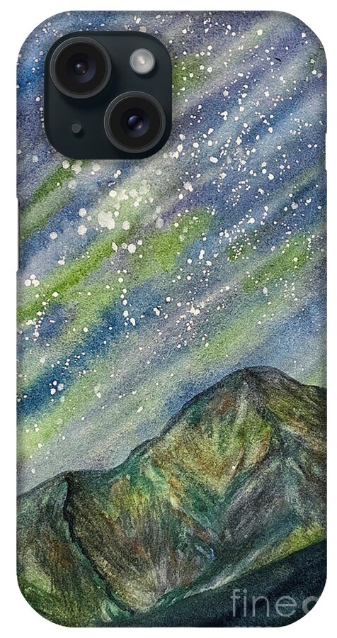 Northern Lights iPhone Case featuring the painting Northern Lights Obstruction Point by Lisa Neuman