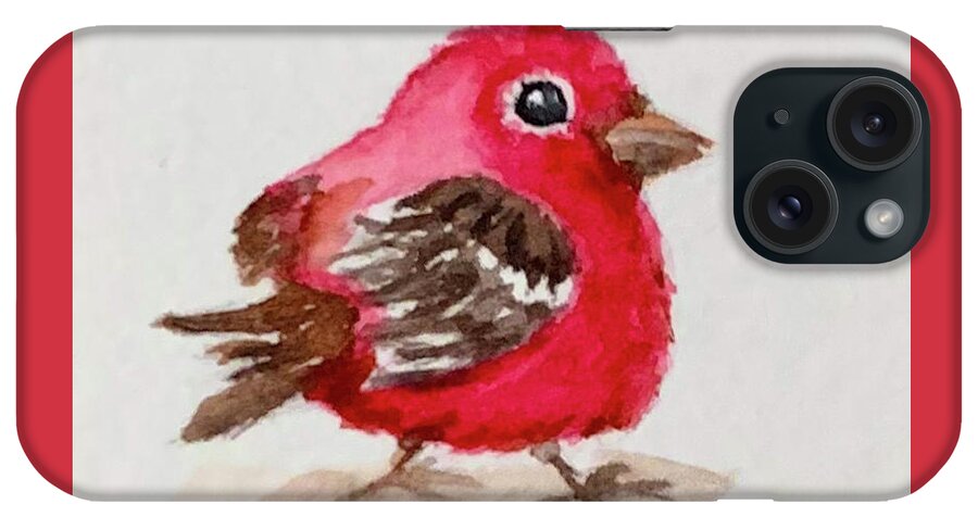 Red Bird iPhone Case featuring the painting Not So Angry Bird by Tracy Hutchinson