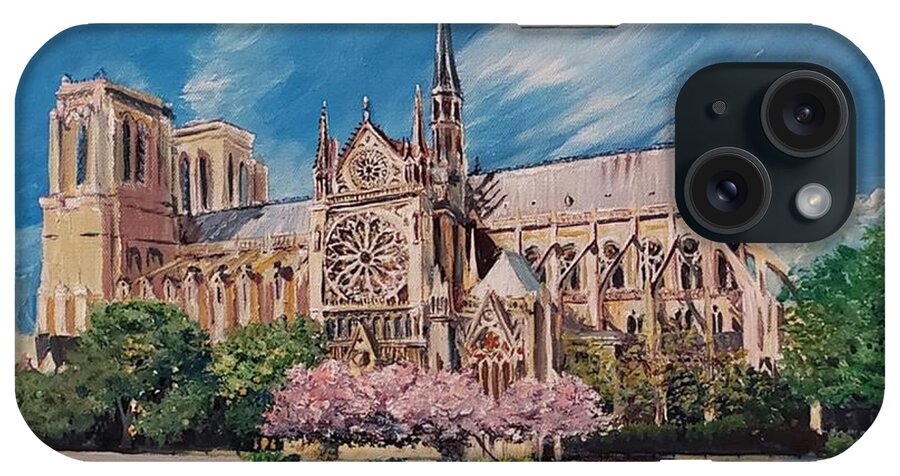 Notre Dame iPhone Case featuring the painting Notre Dame by Merana Cadorette