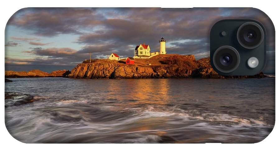 Nubble Lighthouse iPhone Case featuring the photograph Nubble's Last Light - Nubble Lighthouse by Darren White