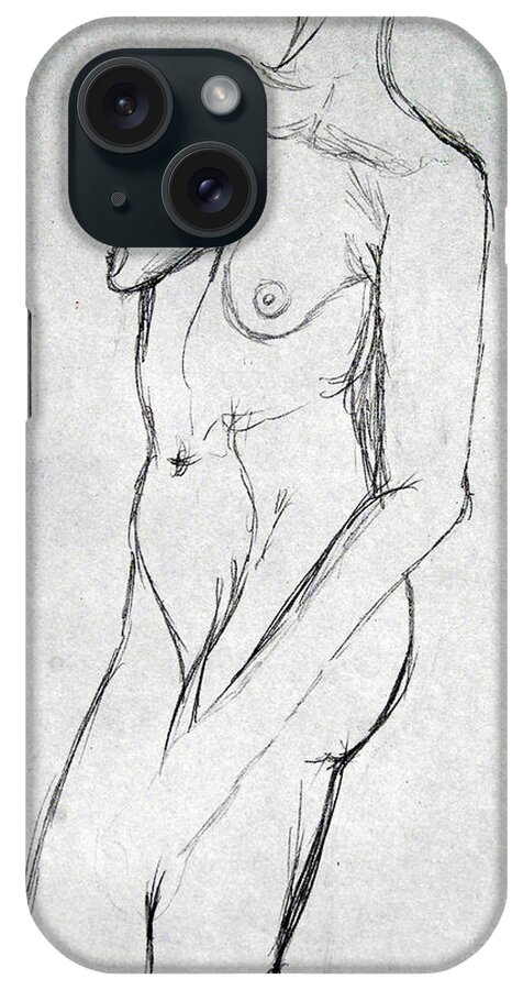 Nude iPhone Case featuring the drawing Nude Gestural by Angela Murray