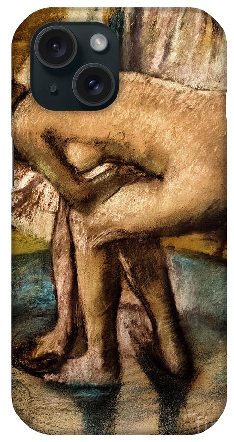 Edgar Degas iPhone Case featuring the pastel Nude Woman Bathing in a Shallow Tub by Edgar Degas by Edgar Degas